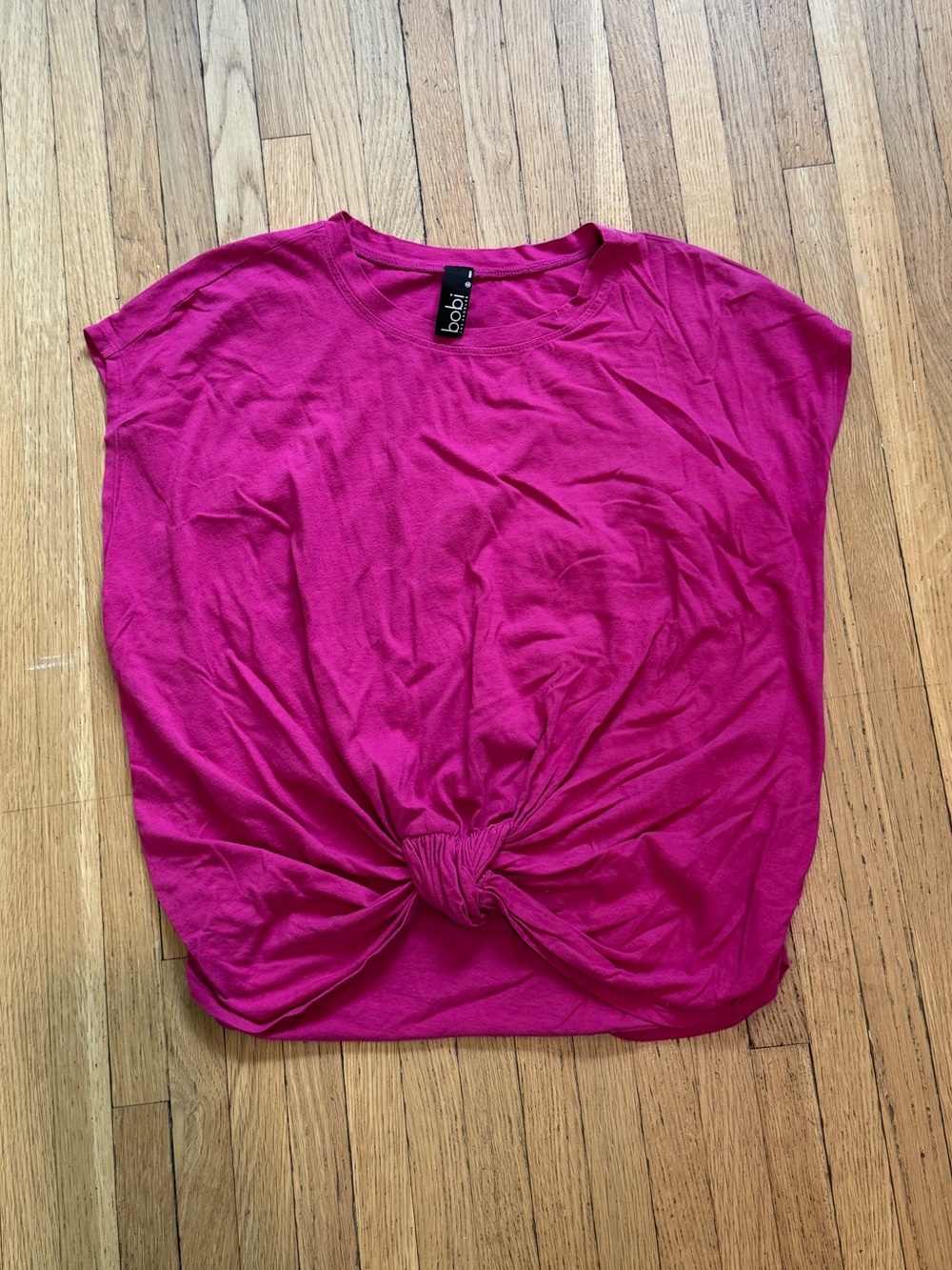 bobi Hot Pink Knot-Front Crop Top